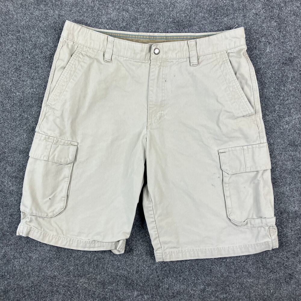 Columbia Cargo Shorts Mens 34 Beige Cotton Outdoor Hiking Utility‎ Pockets